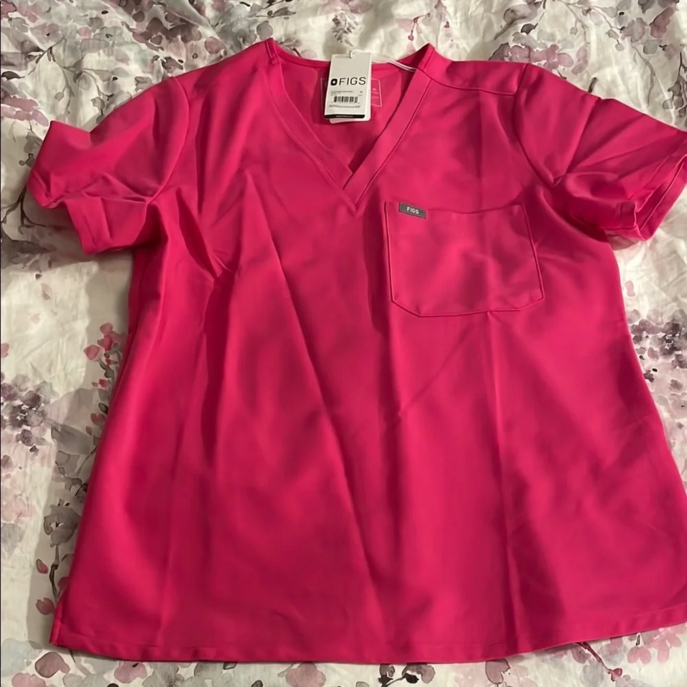 Figs “Hot Pink” Catarina One-Pocket Scrub Top - Picture 2 of 4